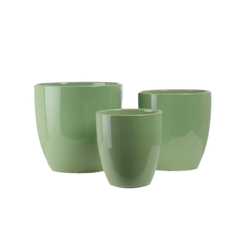 SET 3 VASI VERDE MENTA CERAMICA D.30H30-D25H26-D20H23